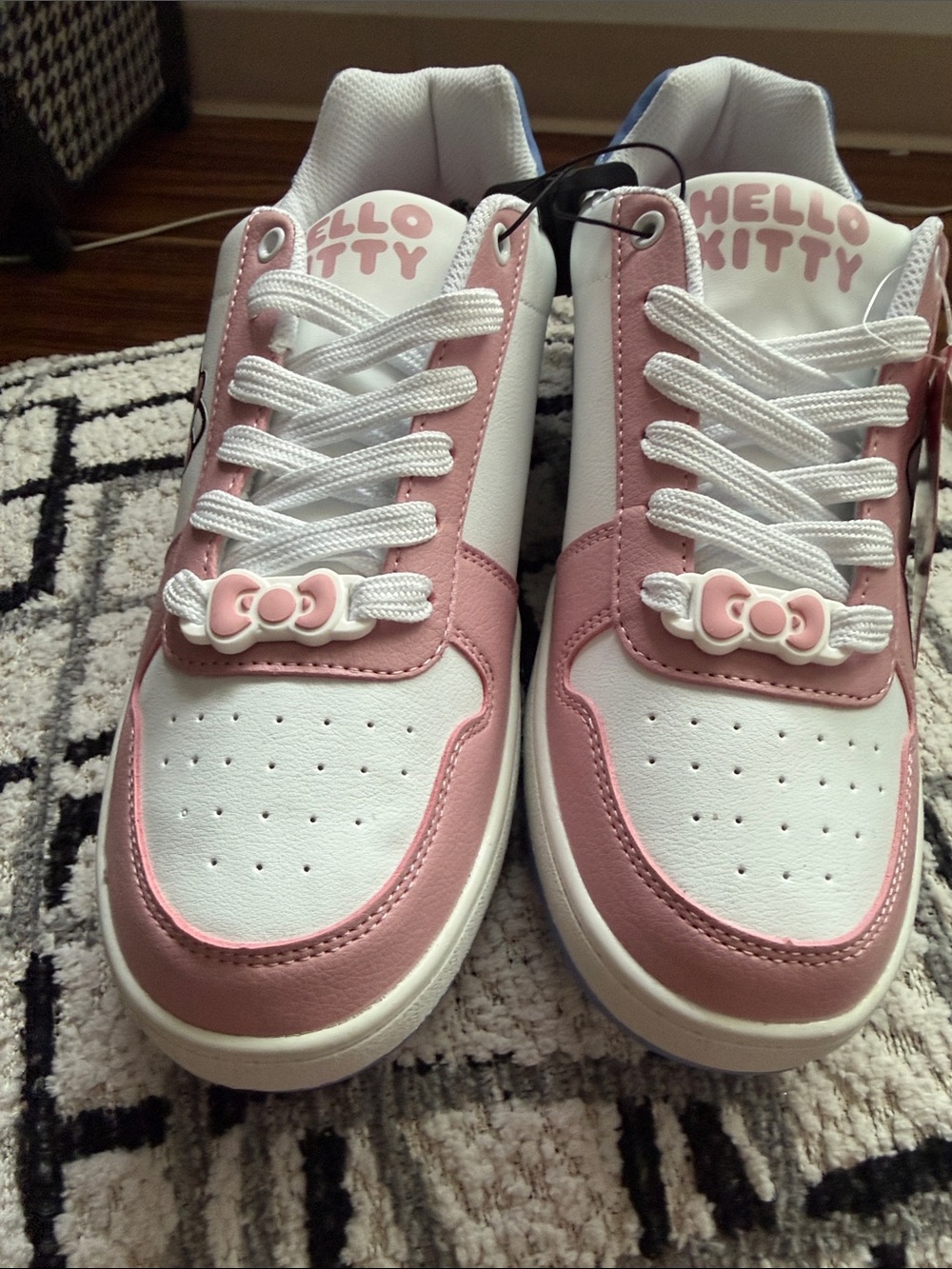Hello Kitty Pink and White Kids' Sneakers with Bow Accent